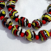 Colorful Glass and White Heart Venetian Glass Beads Necklace BB-11